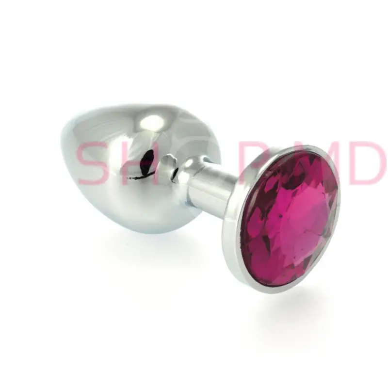 Butt plug, metal Silver + Red