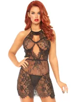 Rochie cu Dantelă Festonată și Șnur